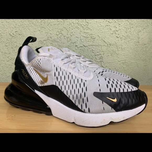 Nike Air Max 270 Men\u0026#039;s White/metallic Gold/black Nike Air Max 270 React 'Metallic Gold' CW7298-100 Men's 11